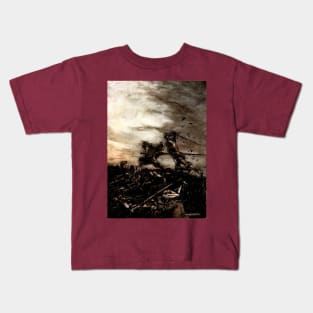 King Arthur and Mordred in Battle - Arthur Rackham Kids T-Shirt